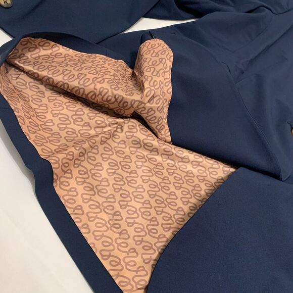 NWT Malbon Golf Woman Sz 4 Yasmeen Blazer Jacket Stretch Embroidered Logo Navy - Picture 6 of 7